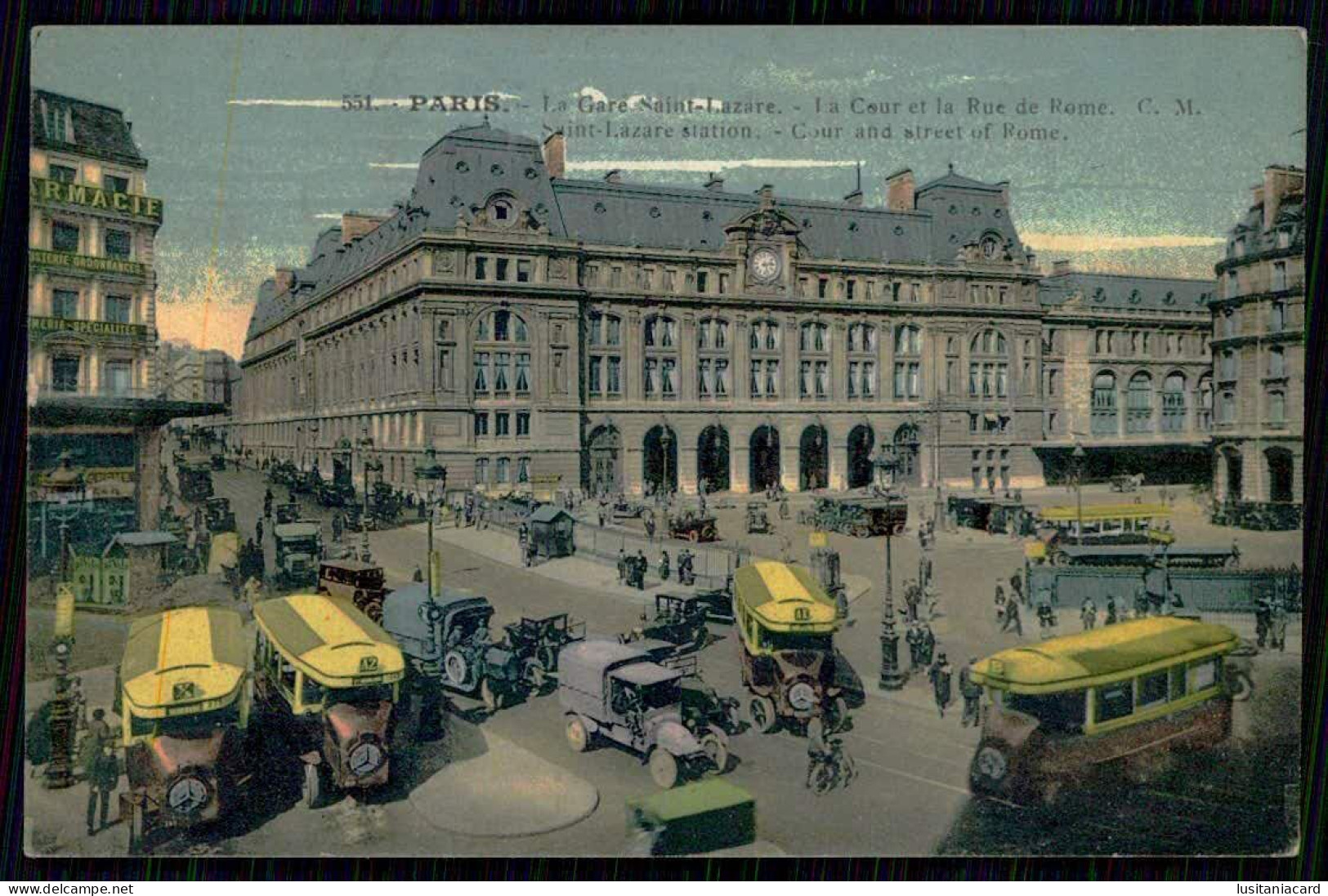 FRANCE-PARIS- La Gare Saint Lazare- La Cour Et La Rue De Rome. ( Edition Cosson  Nº 551 - C. M.)  Carte Postale - Stazioni Senza Treni