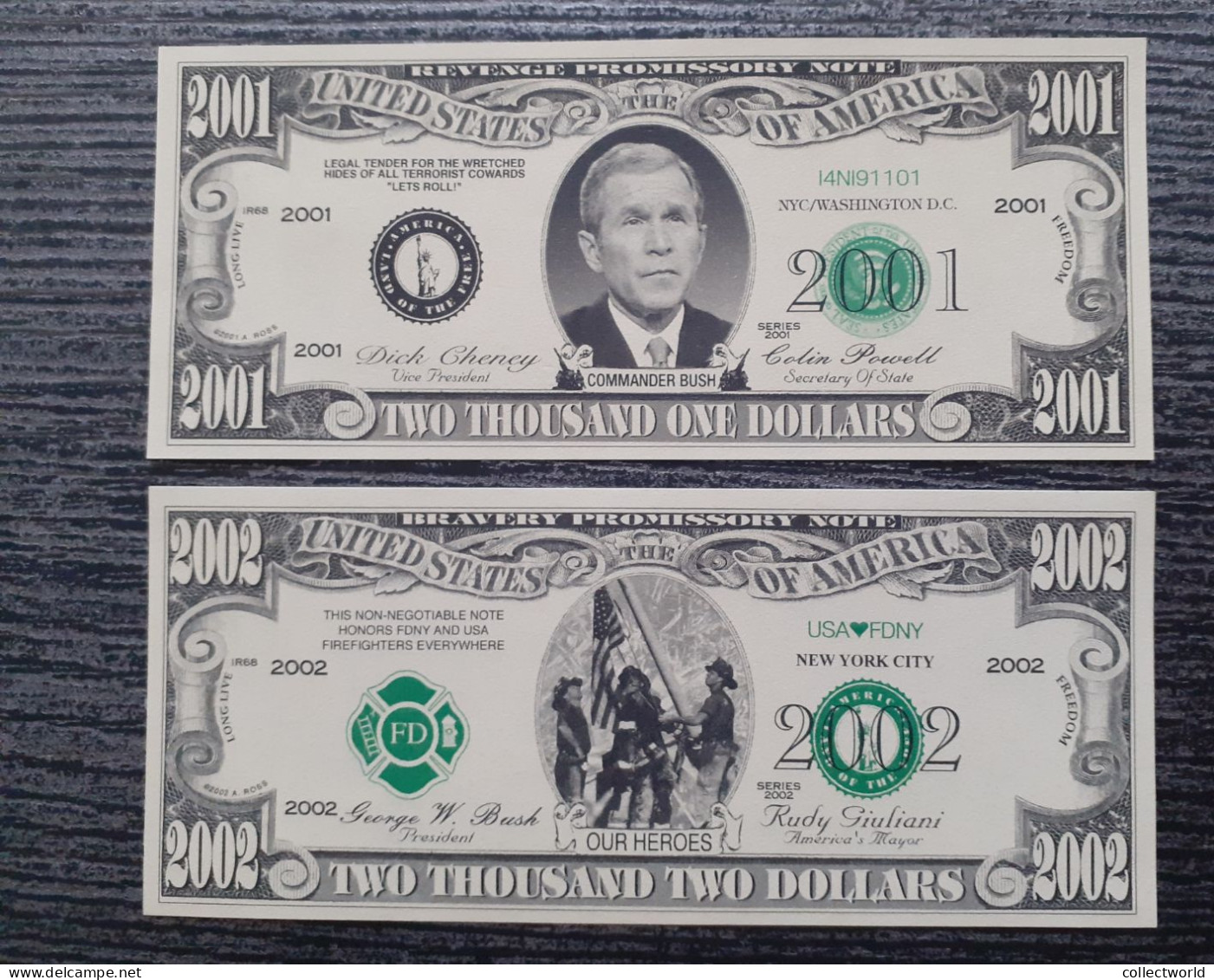 11 September 2001 BANKNOTE 2002 USD WTC PENTAGON In Memorium BUSH Anniversary - Origine Inconnue