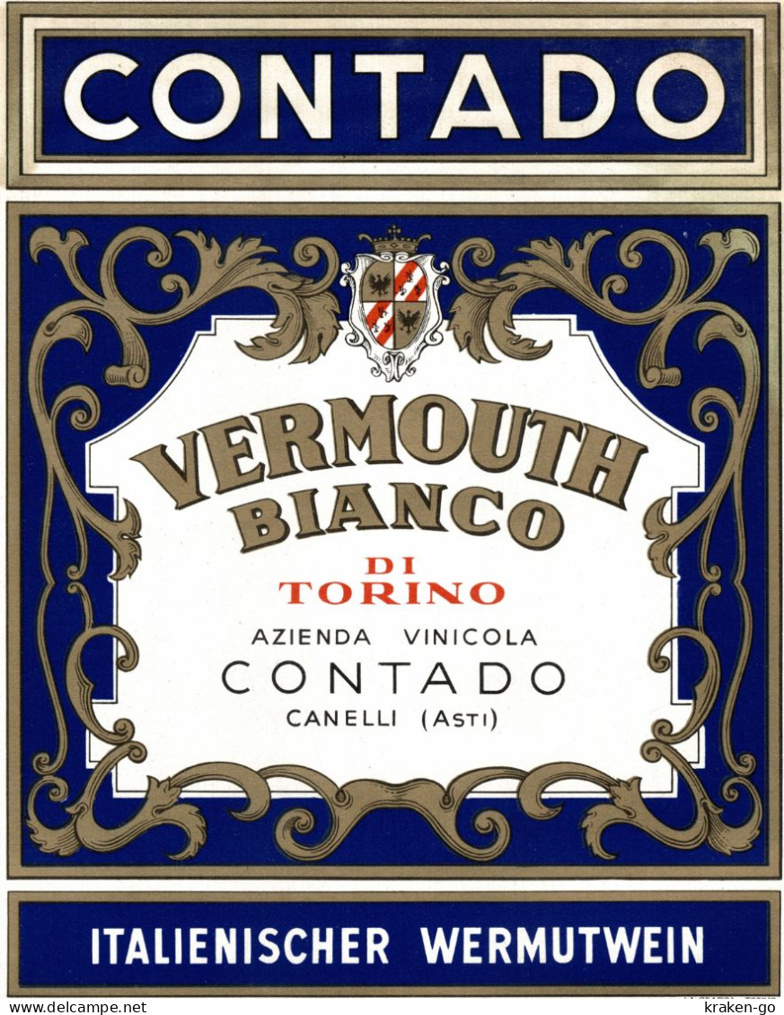 CANELLI, Asti - ETICHETTA D'EPOCA VERMOUTH BIANCO CONTADO - #013 - Alcoli E Liquori