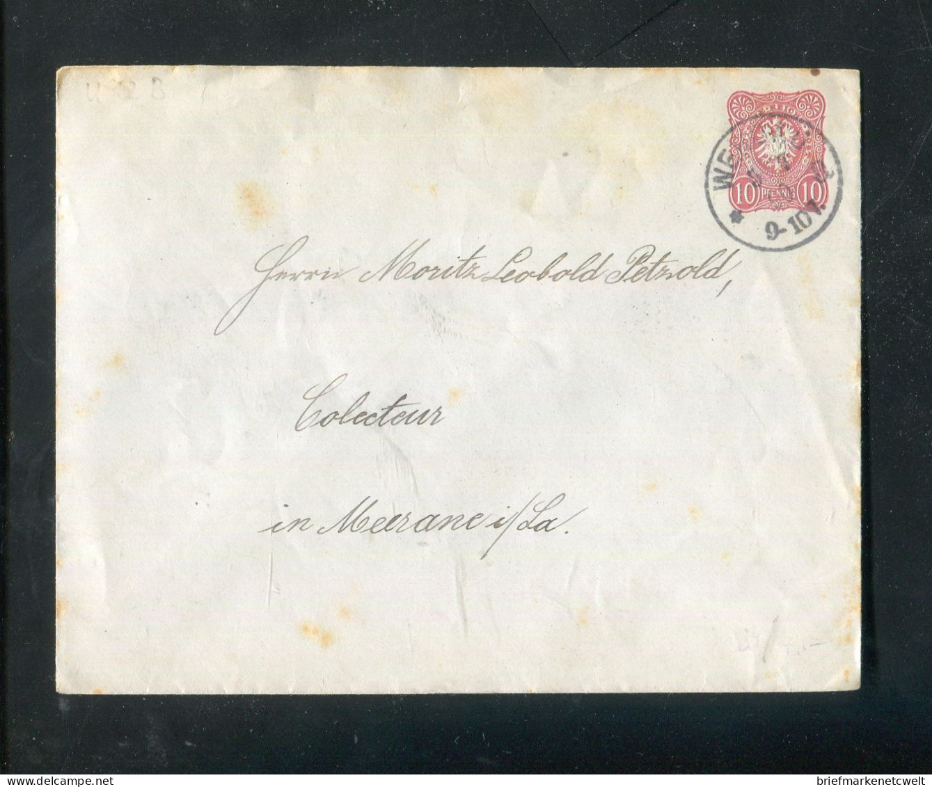 "DEUTSCHES REICH" 1890, Ganzsachenumschlag Mi. U 12B K1 "WERDAU" (B1030) - Enveloppes