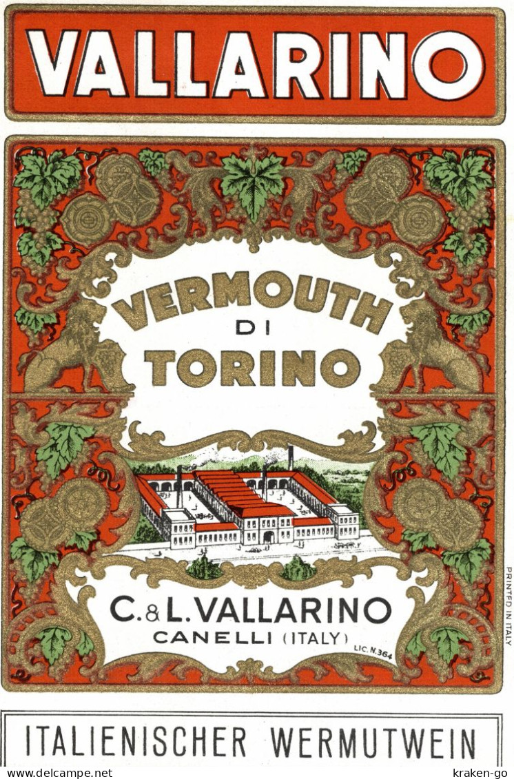 CANELLI, Asti - ETICHETTA D'EPOCA VERMOUTH VALLARINO - #017 - Alkohole & Spirituosen