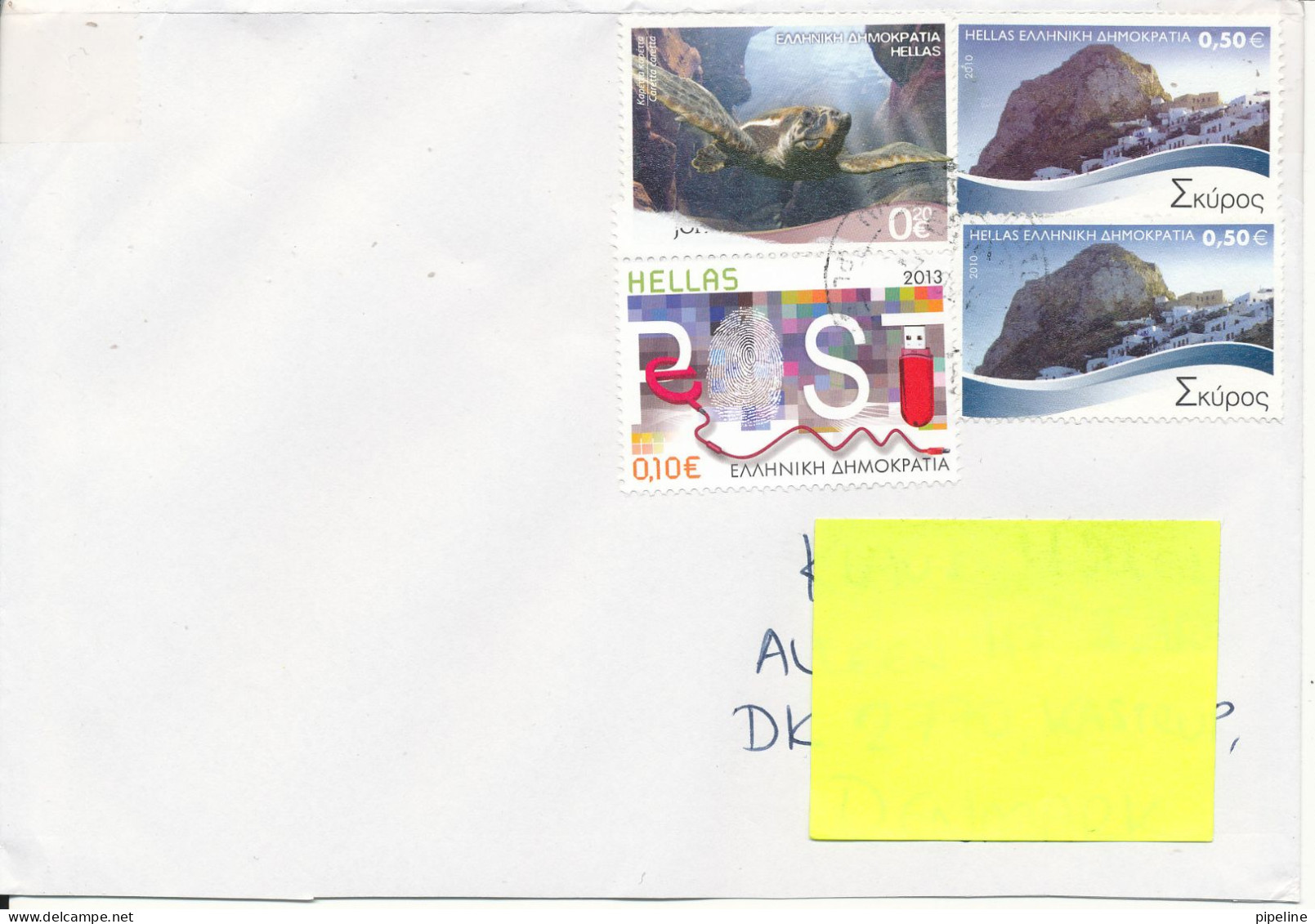 Greece Cover Sent To Denmark 2014 ?? With More Topic Stamps - Covers & Documents