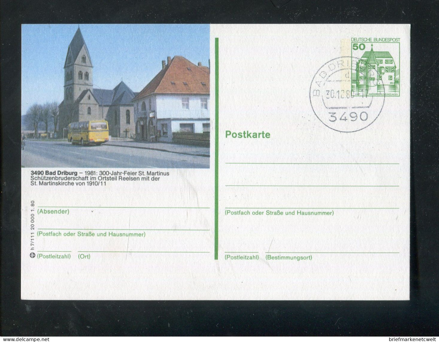 "BUNDESREPUBLIK DEUTSCHLAND" 1980, Bildpostkarte Mit Bildgleichem Stempel Ex "BAD DRIBURG" (B1034) - Illustrated Postcards - Used