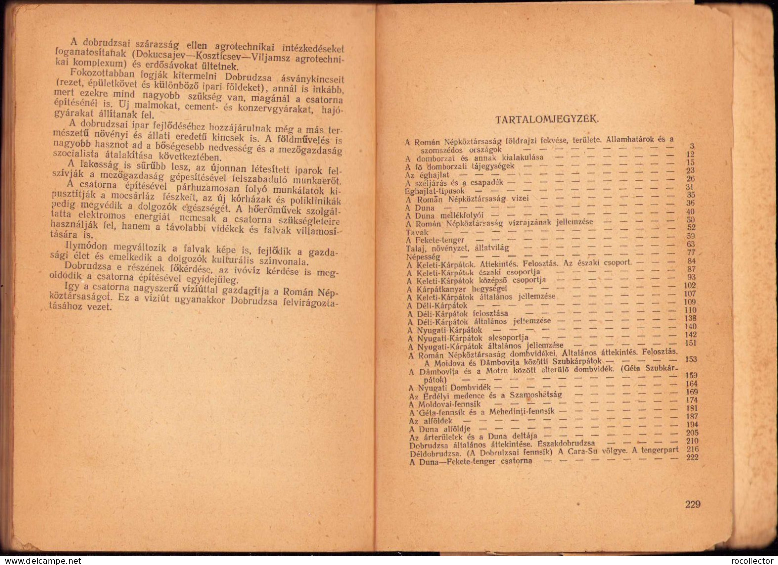 A Román Népköztársaság Földrajza, I Resz, 1952 C1143 - Libri Vecchi E Da Collezione