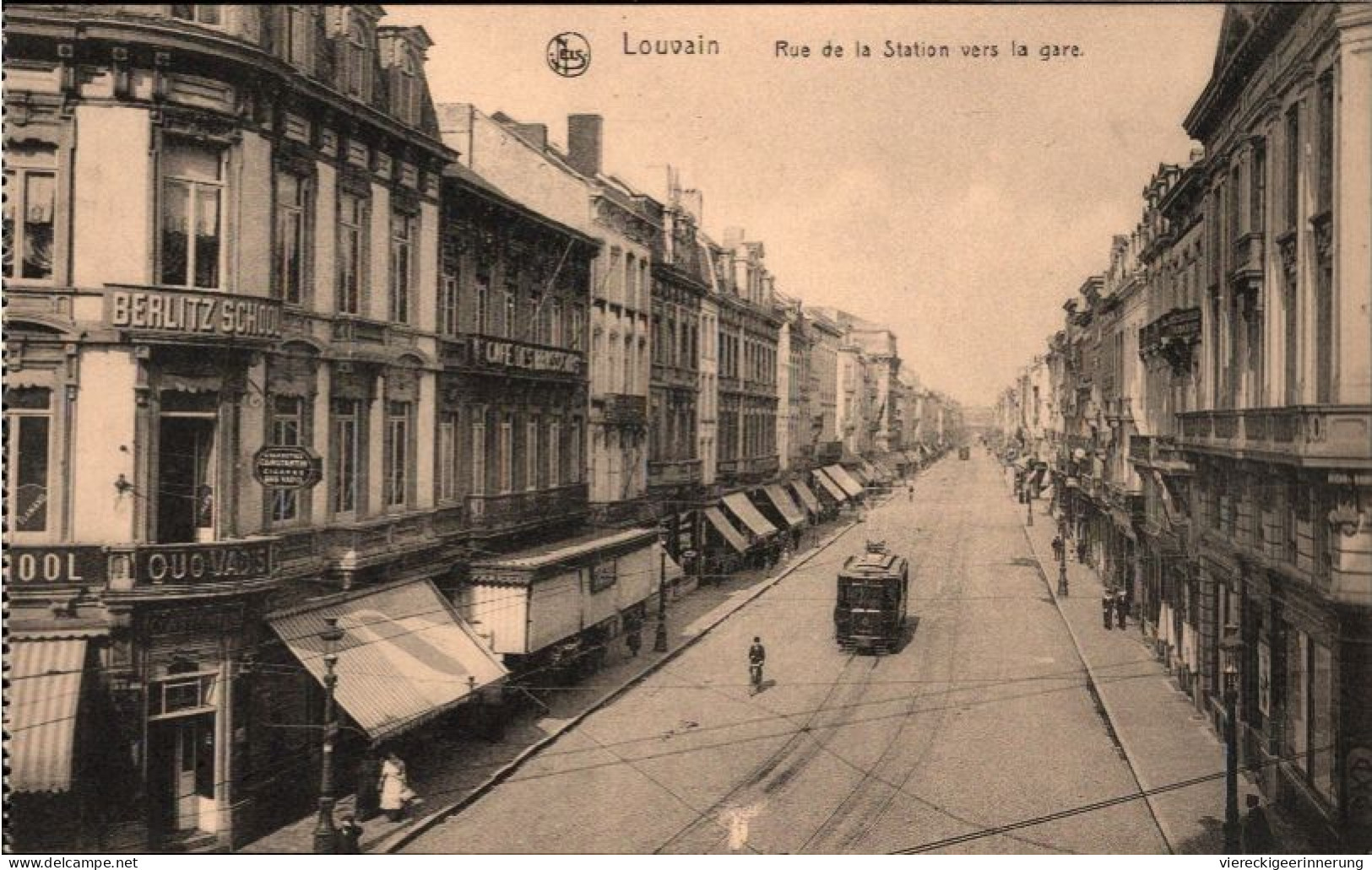 ! Cpa Leuven, Louvain, Rue De La Station Vers La Gare, Straßenbahn, Tram, Berlitz School, Ed. Nels - Leuven