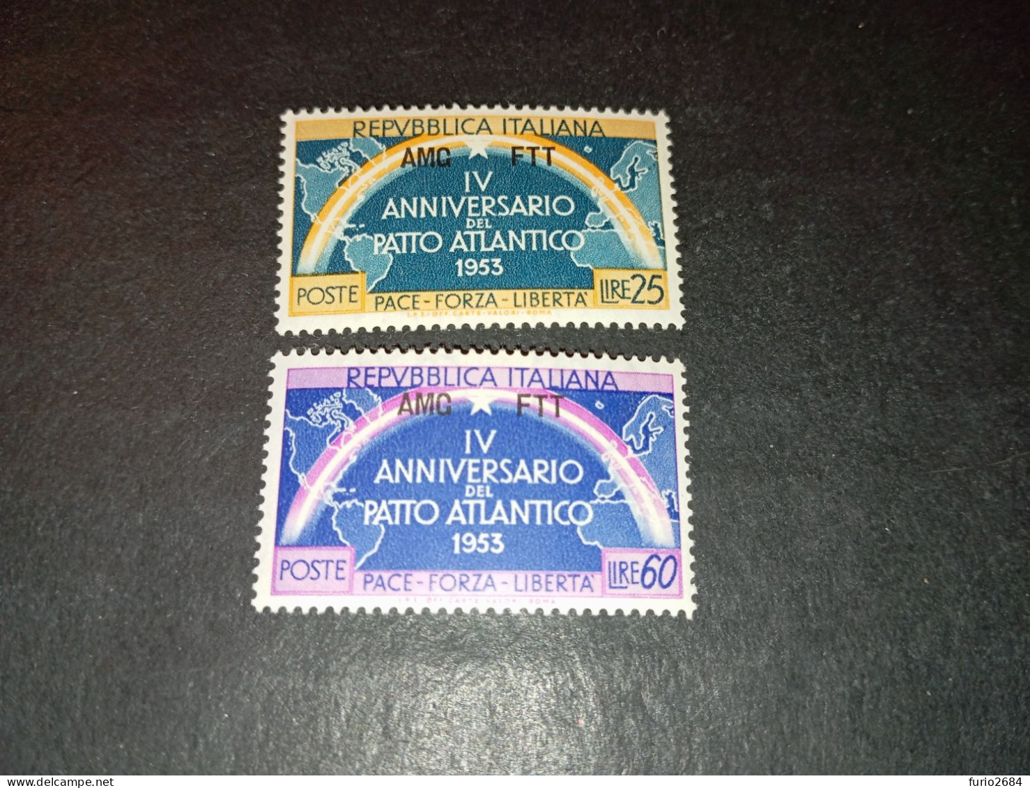 07AL06 TERRITORIO LIBERO TRIESTE ZONA A AMG-FTT 1953 IV ANNIVERSARIO DEL PATTO ATLANTICO "X" - Mint/hinged