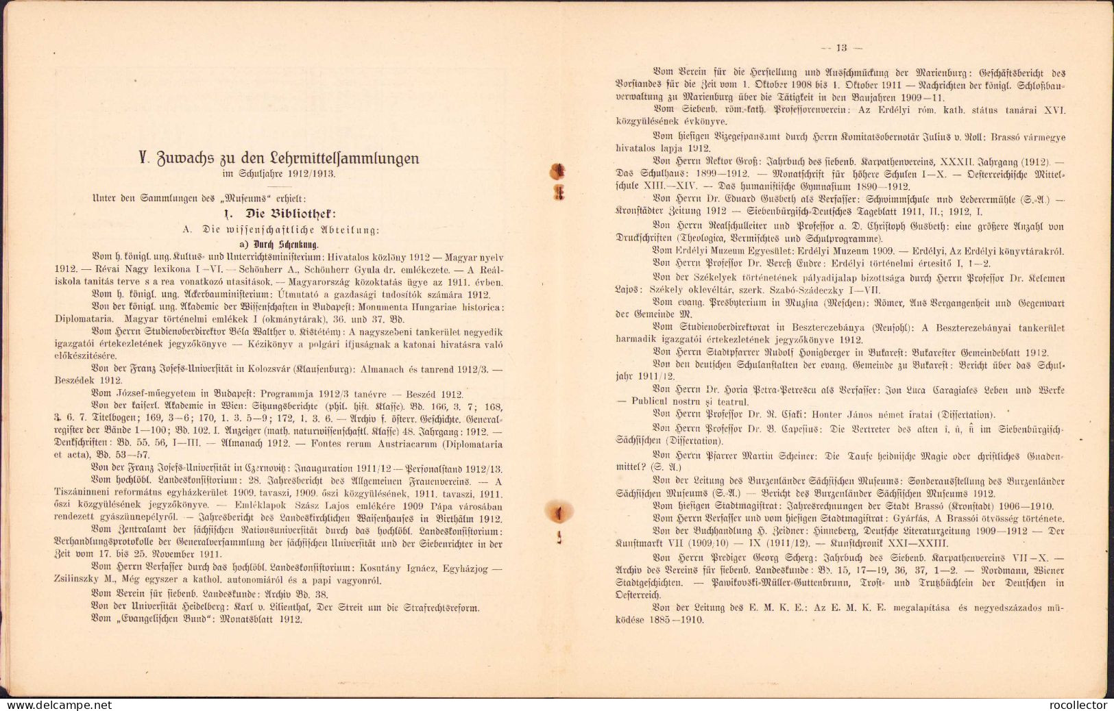 Programm des Honterus-Gymnasiums und der damit verbundenen Lehranstalten, 1913, Kronstadt SIebenburgen C1033