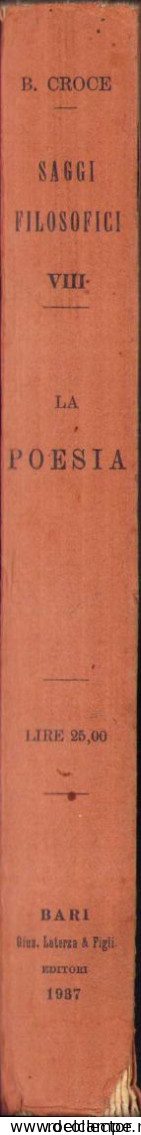 La Poesia, Benedetto Croce, 1937 C1016 - Libri Vecchi E Da Collezione