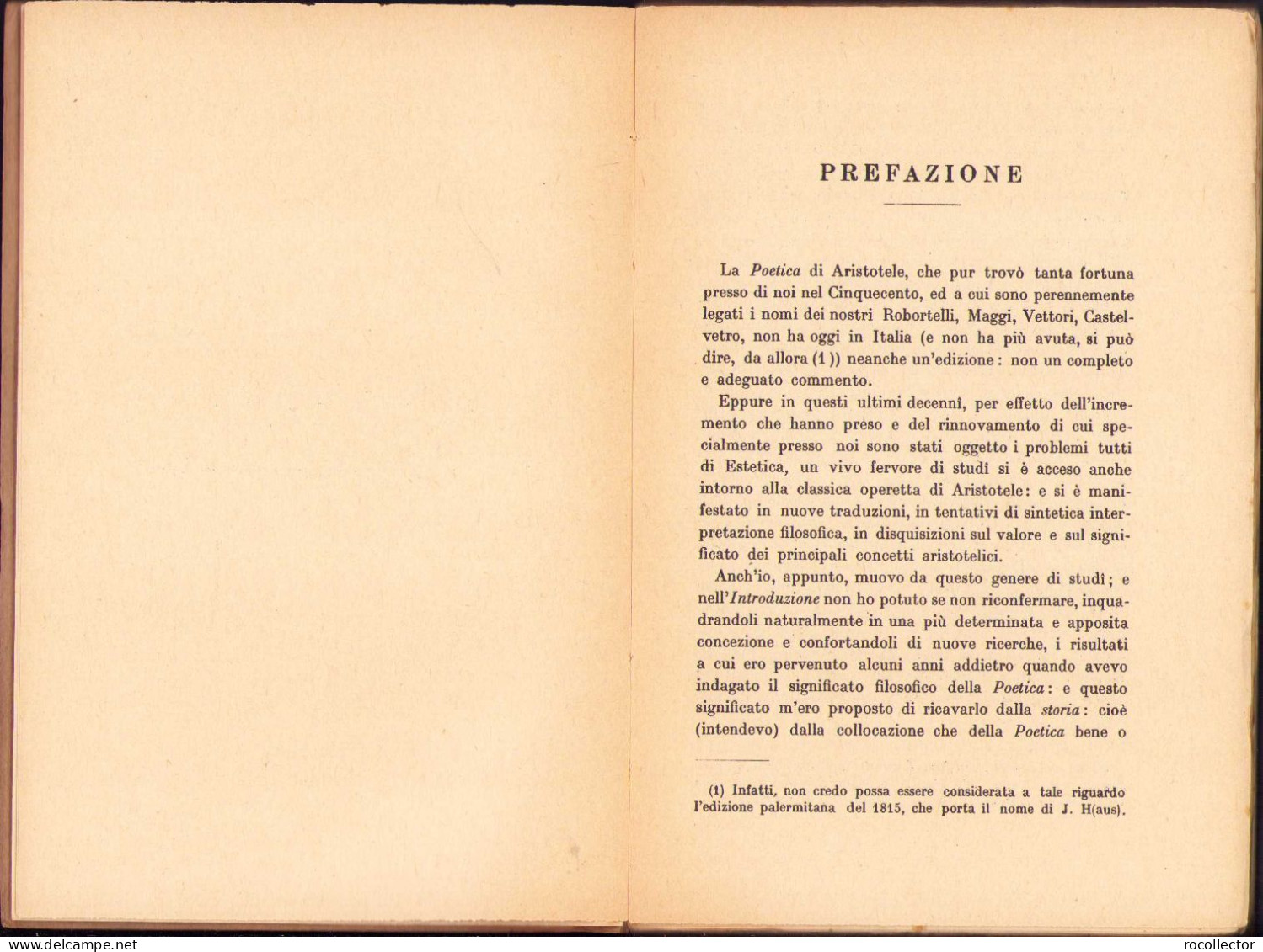 La Poetica Di Aristotele Di Augusto Rostagni, 1934 C999 - Alte Bücher