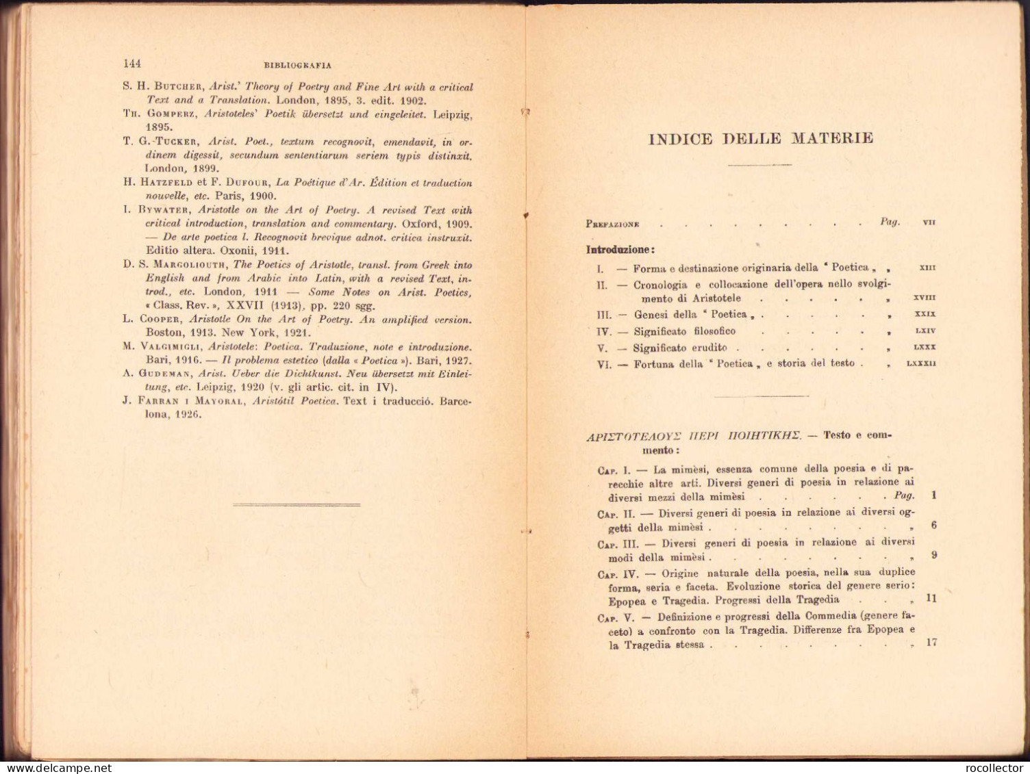 La Poetica Di Aristotele Di Augusto Rostagni, 1934 C999 - Libri Vecchi E Da Collezione