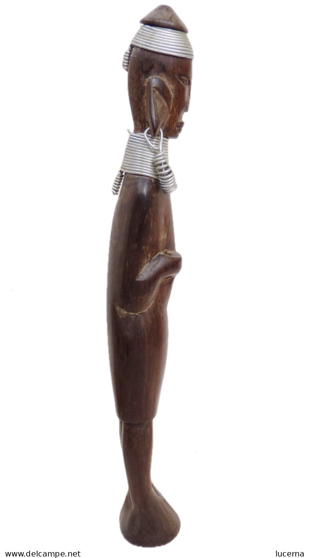 STATUE GUERRIER AFRICAIN Bois TRIBUE MASSAÏ - Silverware