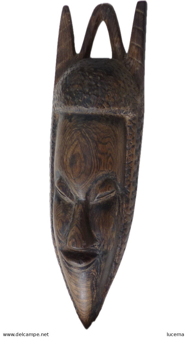 MASQUE TRIBAL A CORNES AFRIQUE NOIRE SORCIER - Arte Africano