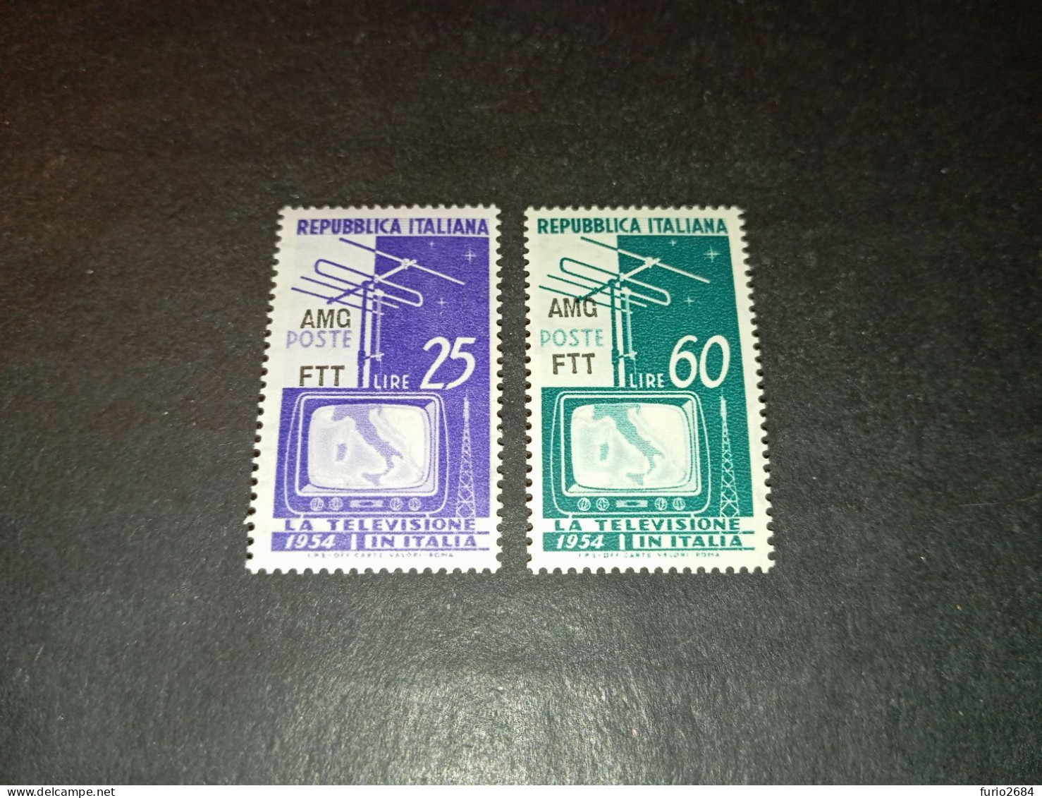 07AL06 TERRITORIO LIBERO TRIESTE ZONA A AMG-FTT 1954 INIZIO DEL SERVIZIO DI TELEVISIONE NAZIONALE "X" - Mint/hinged