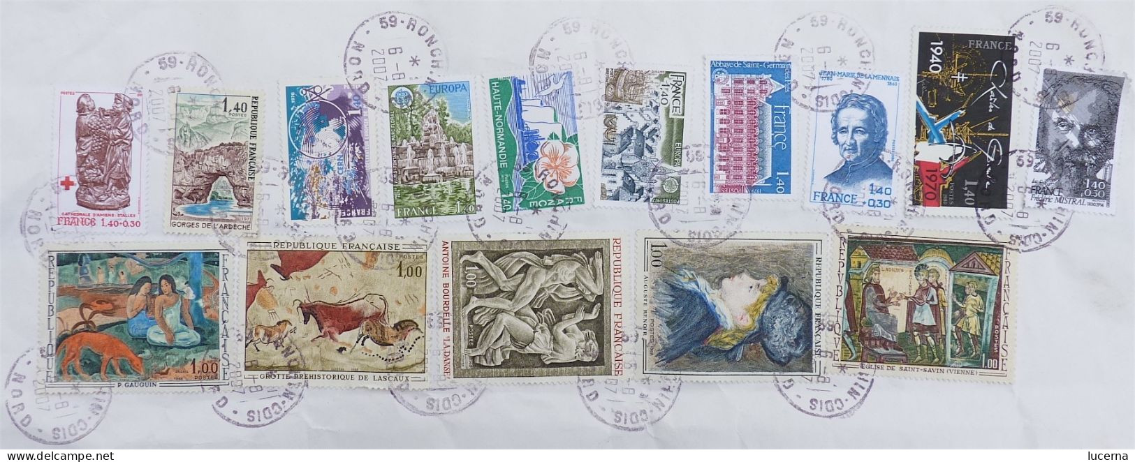 15 TIMBRES DE 1968 à 1980 Oblitérés LE 06 08 2007 à 59 RONCHIN NORD - 1970-1979