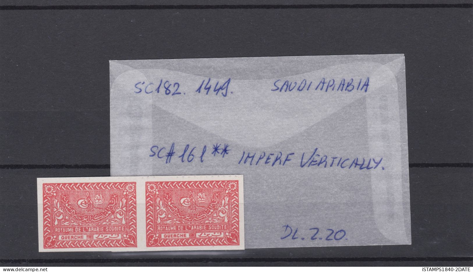 Saudi Arabia 1934 Sg331Aa 1/2g Red Vertically Imperf MNH Pair - Saudi-Arabien