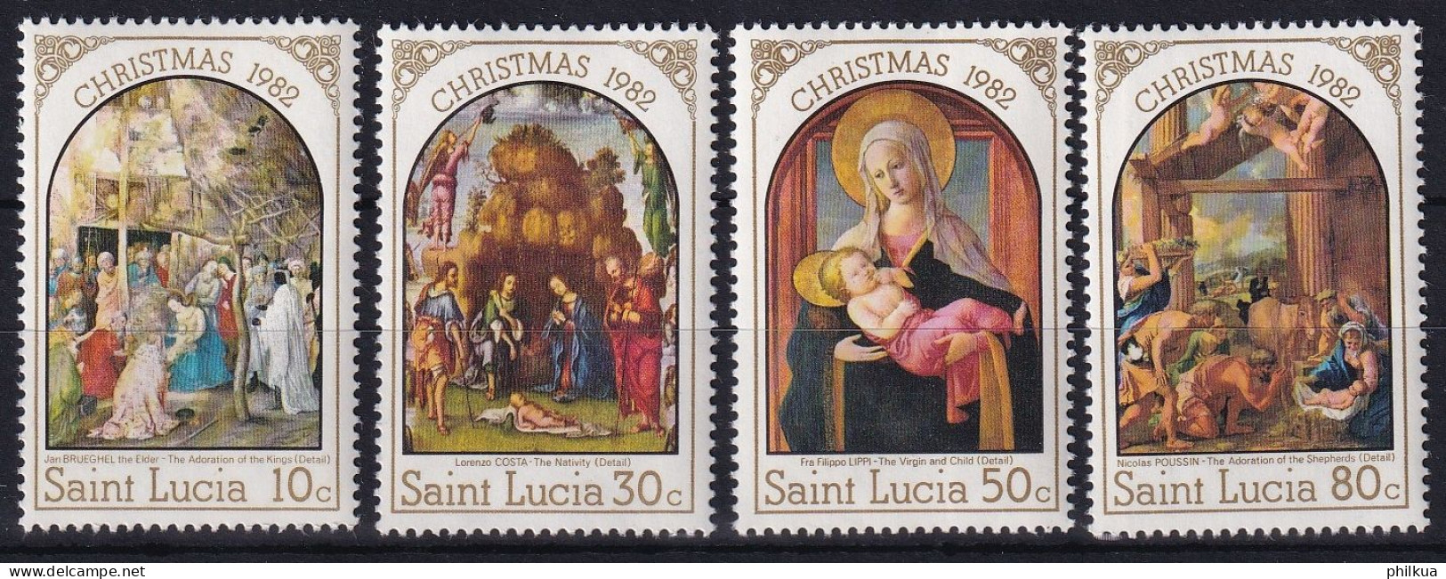 MiNr. 590 - 593 St. Lucia 1982, 10. Nov. Weihnachten - Postfrisch/**/MNH - St.Lucie (1979-...)