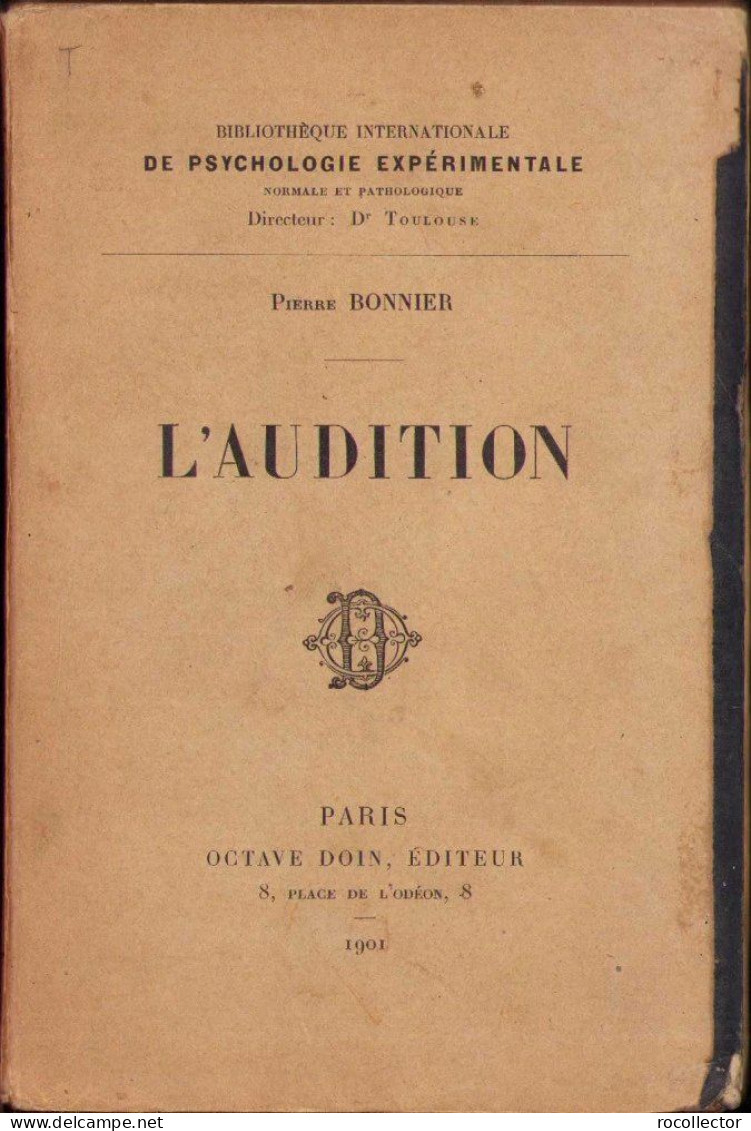 L’audition Par Pierre Bonnier, 1901 C856 - Old Books