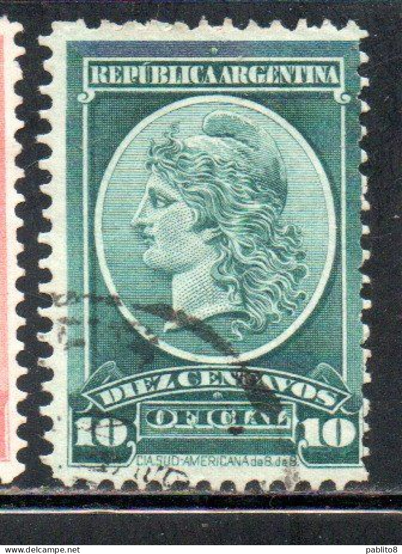 ARGENTINA 1901 OFFICIAL STAMPS LIBERTY HEAD 10c USED USADO OBLITERE' - Dienstzegels