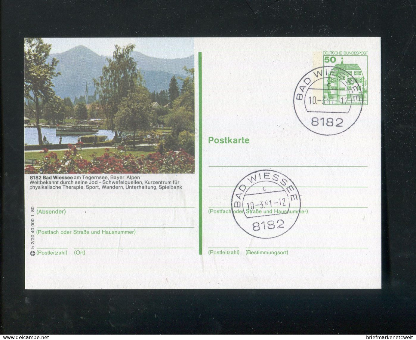 "BUNDESREPUBLIK DEUTSCHLAND" 1980, Bildpostkarte Mit Bildgleichem Stempel Ex "WIESSEE" (B1049) - Cartes Postales Illustrées - Oblitérées