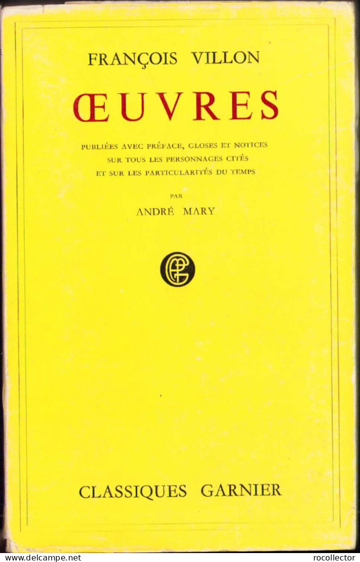 Francois Villon Oeuvres C830 - Libros Antiguos Y De Colección