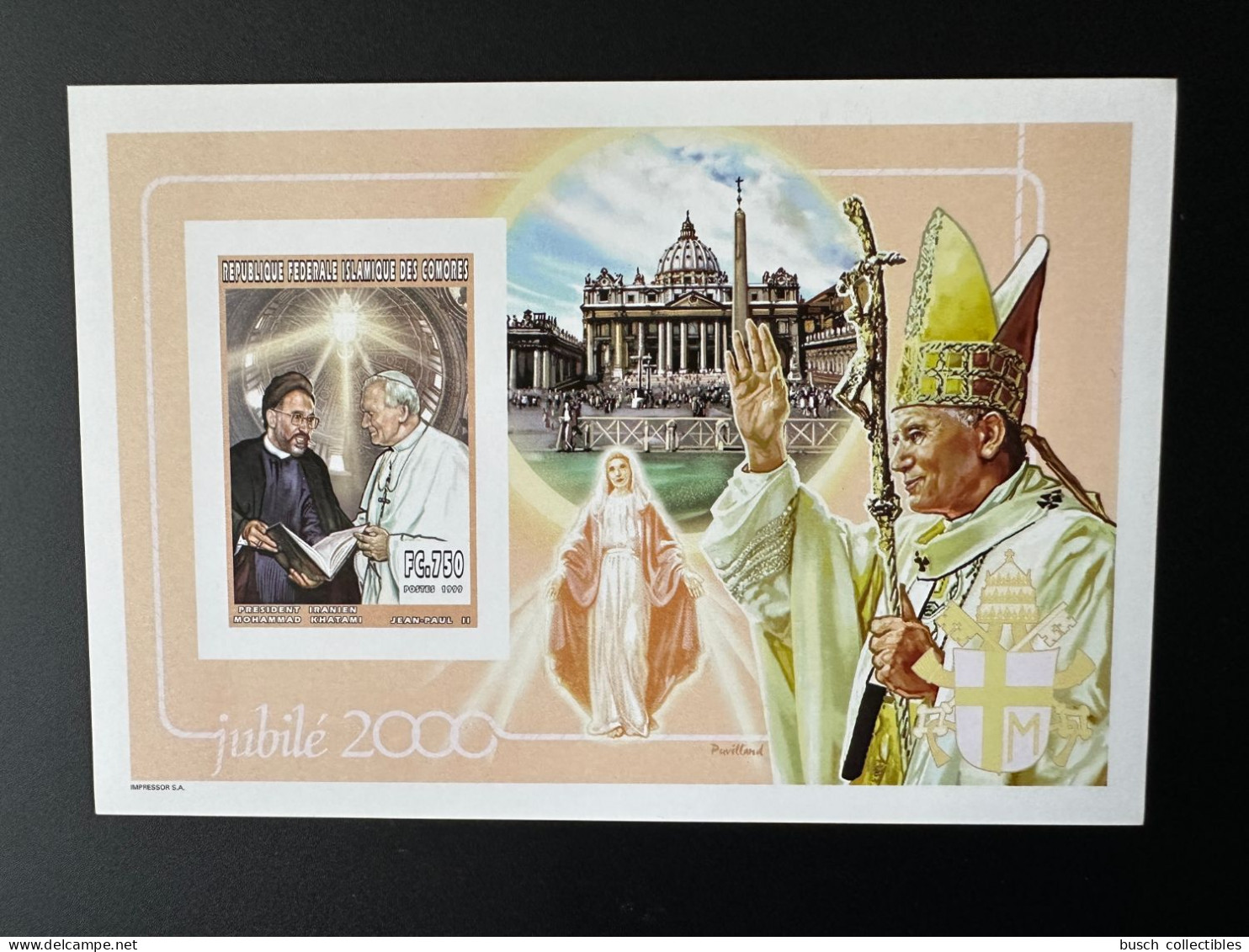 Comores Comoros Komoren 1999 YT 1123 ND Bloc De Luxe Pape Jean-Paul II Papst Johannes Paul Pope John Paul Iran Khatami - Päpste