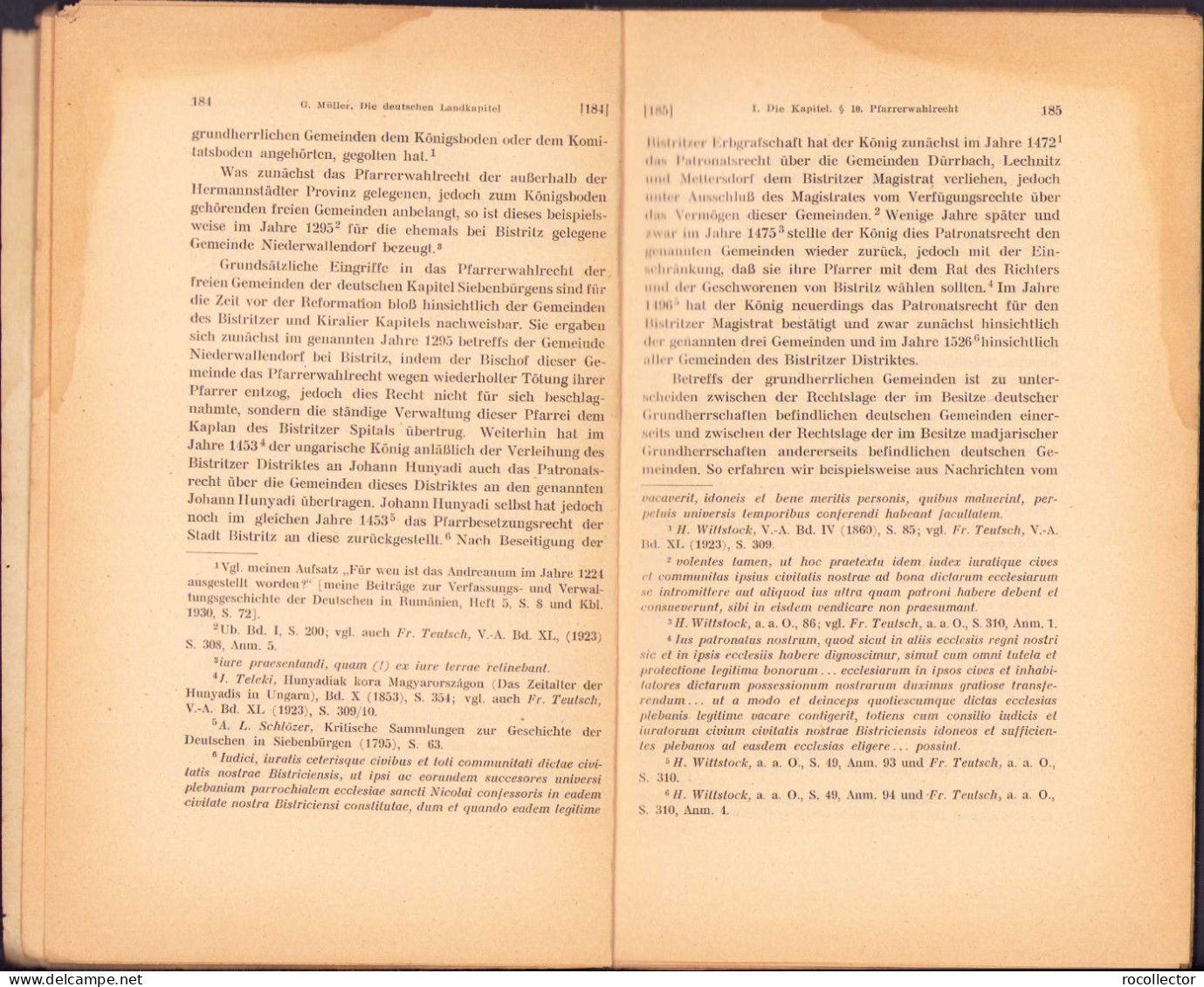 Die Deutschen Landkapitel In Siebenburgen Und Ihre Dechanten 1192-1848 Von Georg Müller, Theil II, 1936 C826 - Livres Anciens