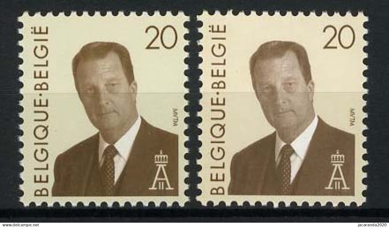 België 2559 + 2559P5b - Koning Albert - Roi Albert - GR + GE - Gomme Verdâtre + Gomme Jaunâtre - 1993-2013 König Albert II (MVTM)