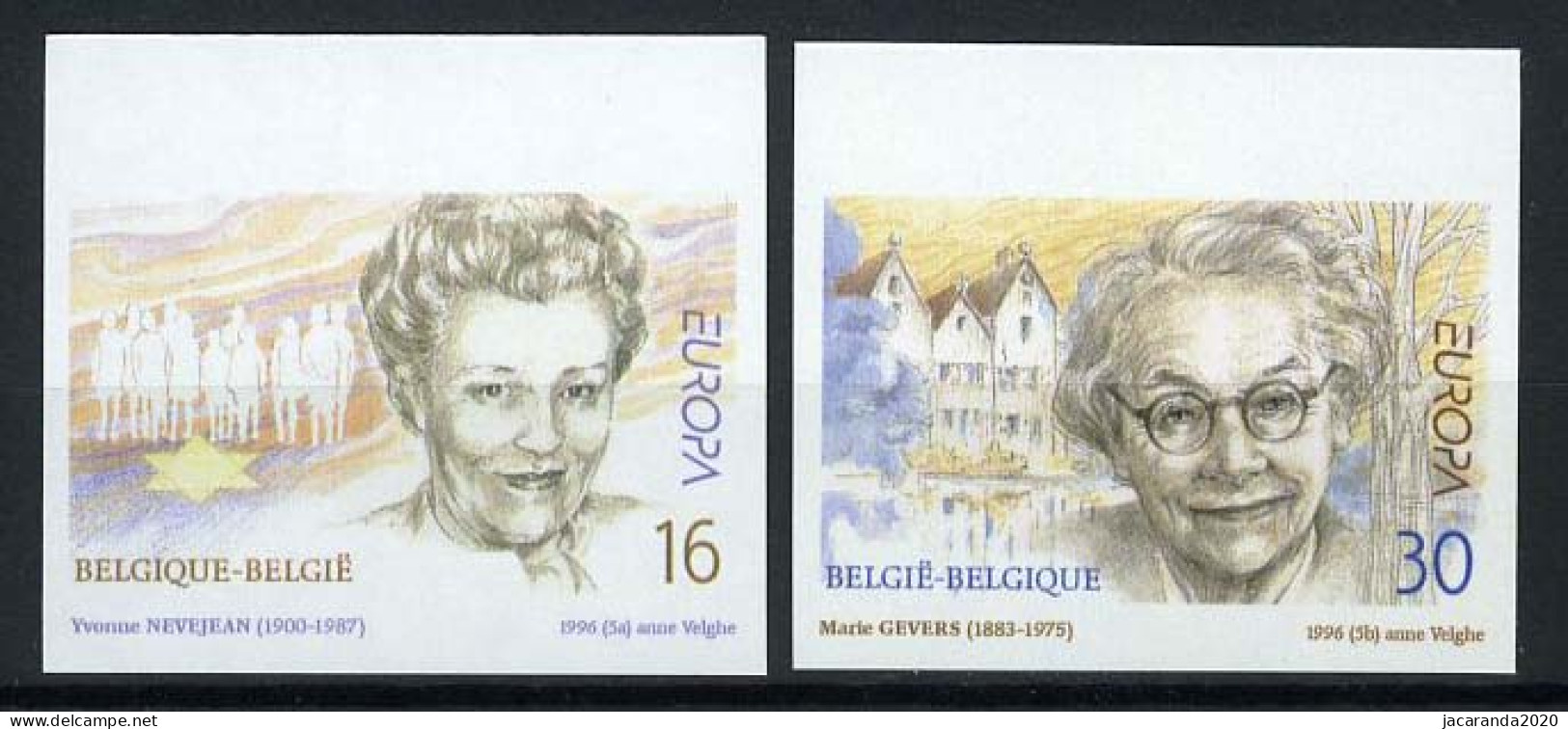 België 2636/37 ON - Europa 1996 - Yvonne Nevejean - Marie Gevers - 1981-2000