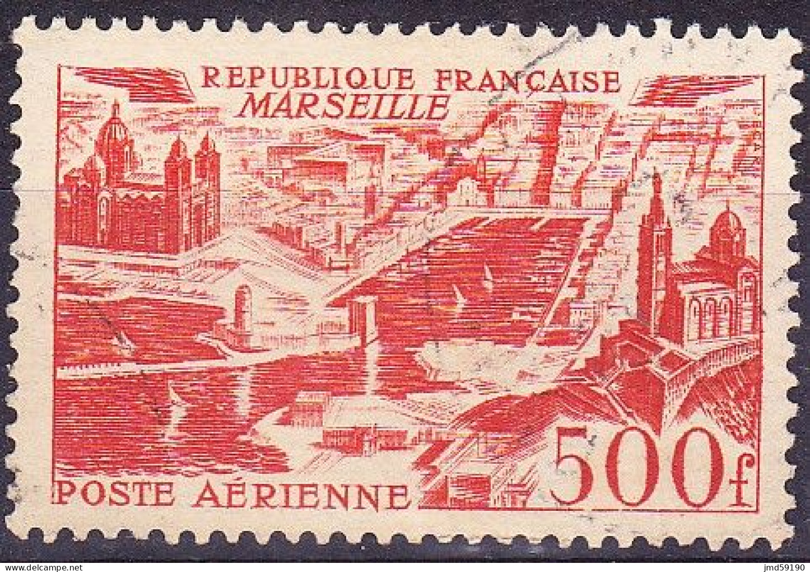 FRANCE Timbre Oblitéré Poste Aérienne N° 27, 500fr MARSEILLE - 1927-1959 Matasellados