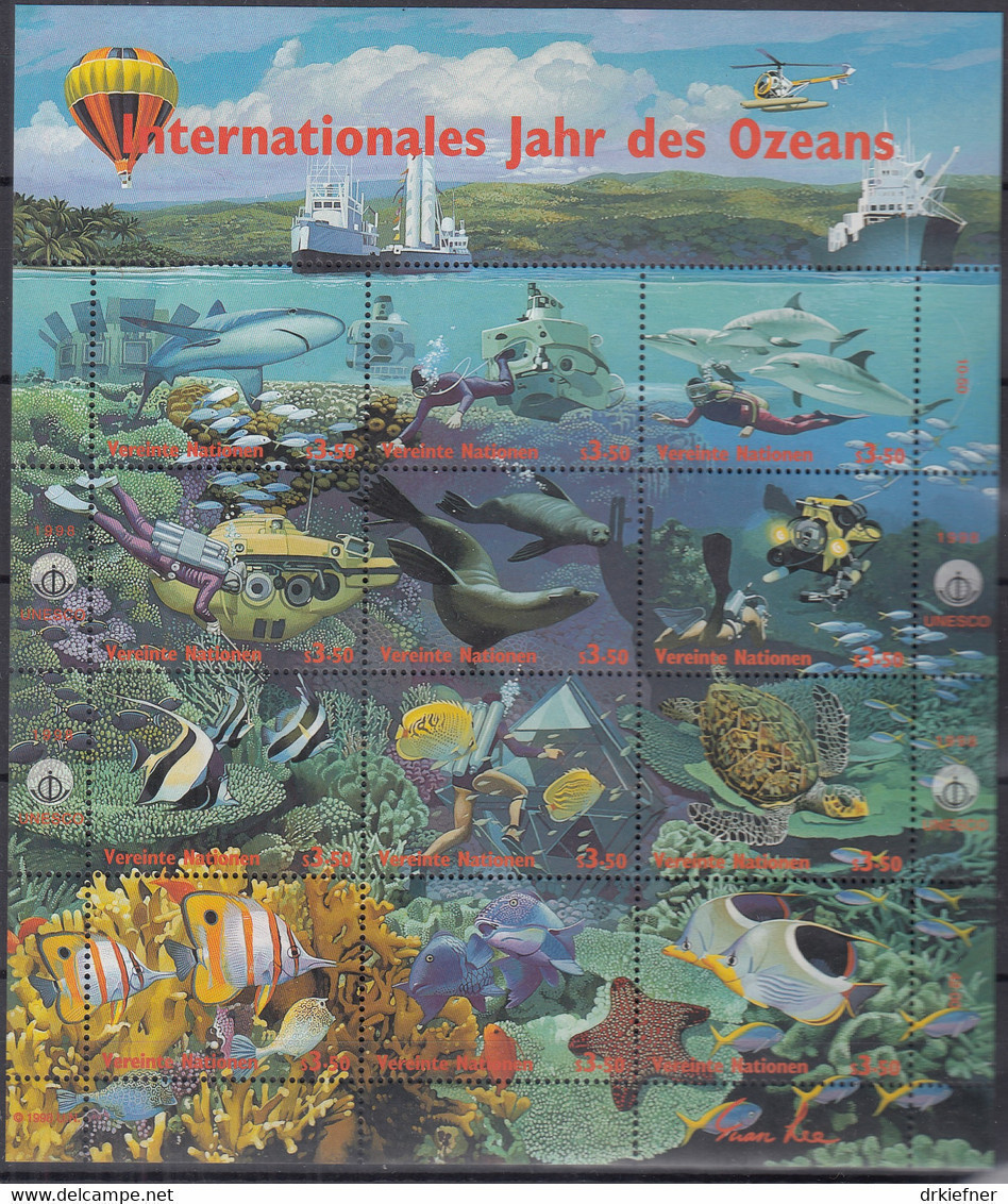 UNO WIEN  252-263, Zdr.-Bogen, Postfrisch **, Jahr Des Meeres 1998 - Blocs-feuillets