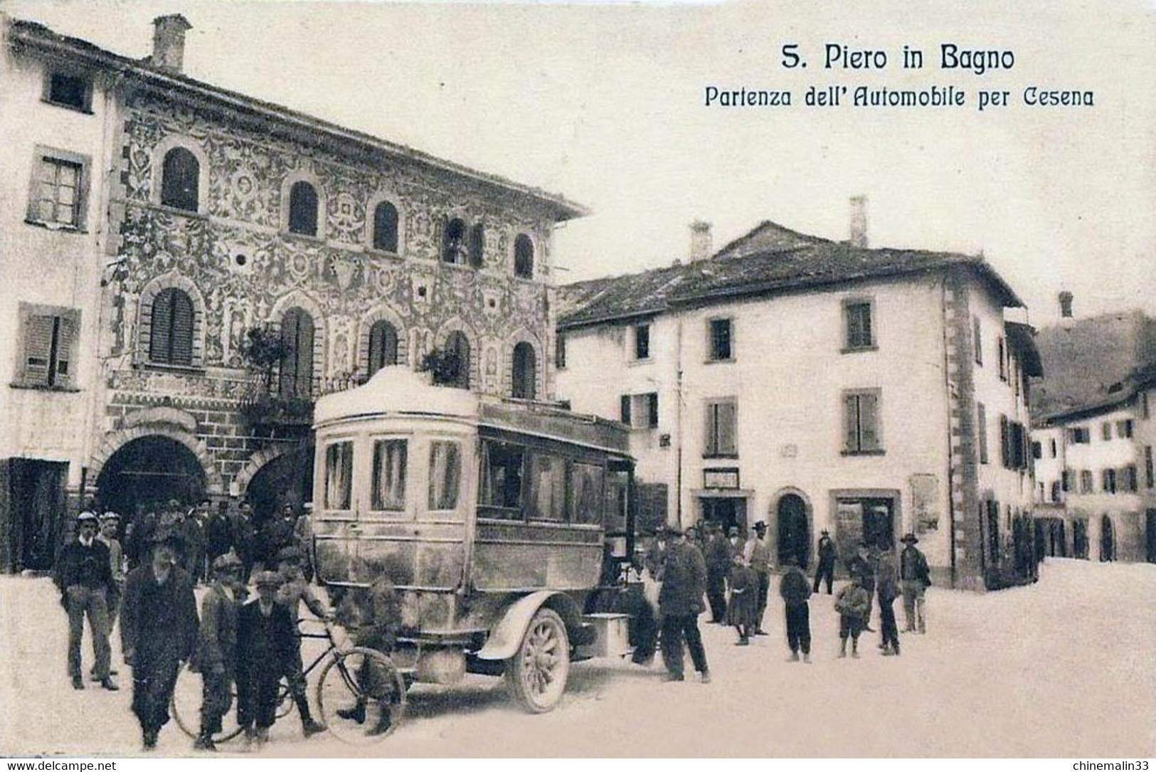 ITALIE PIERO IN BAGNO PARTENZA DELL AUTOMOBILE PER CESENA TRES BELLE ANIMATION REIMPRESSION DE CARTE ANCIENNE - Cesena