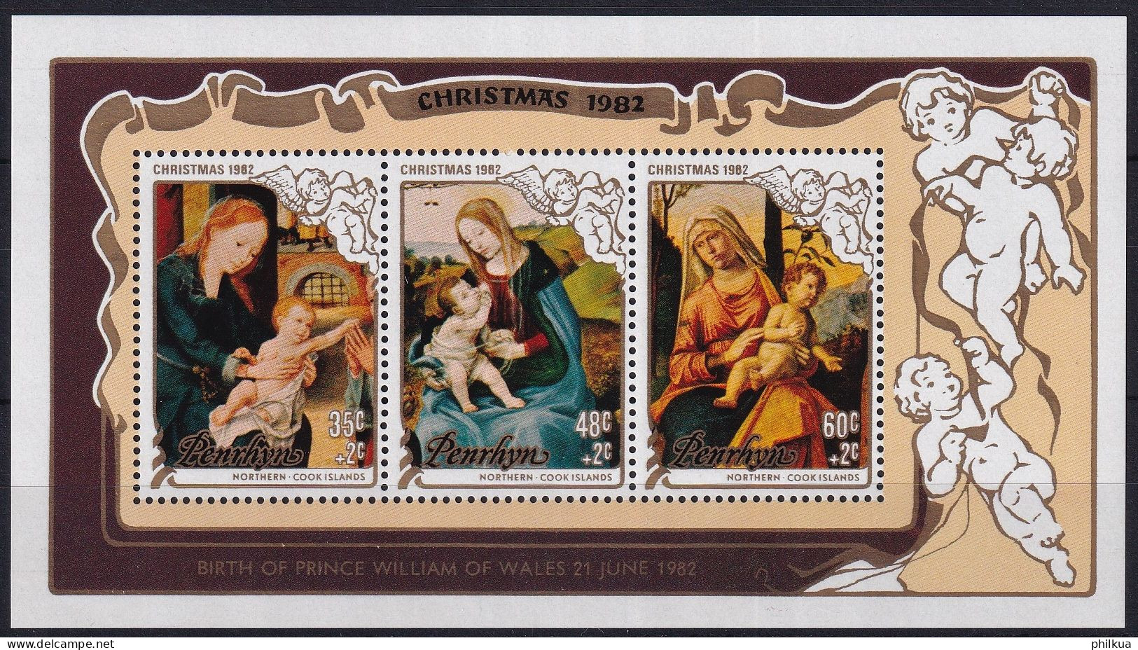 MiNr. (289 - 297) Block 41 Penrhyn 1982, 10. Dez. Weihnachten: Gemälde - Postfrisch/**/MNH - Penrhyn