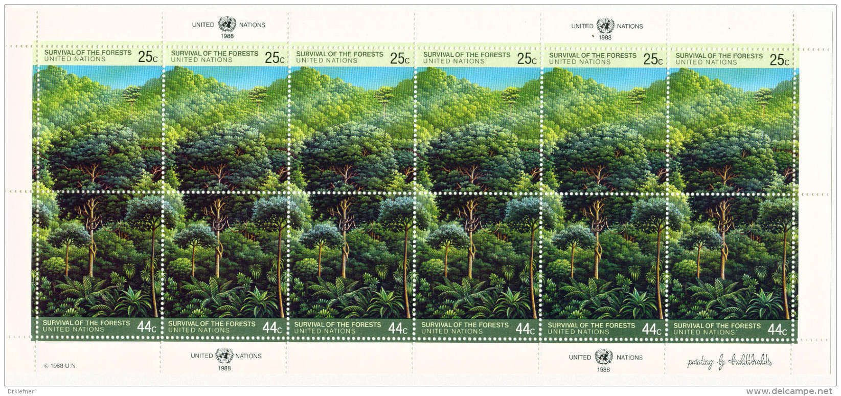 UNO NEW YORK 547-548, Kleinbogen, Postfrisch **, Rettet Den Wald 1988 - Blocks & Kleinbögen