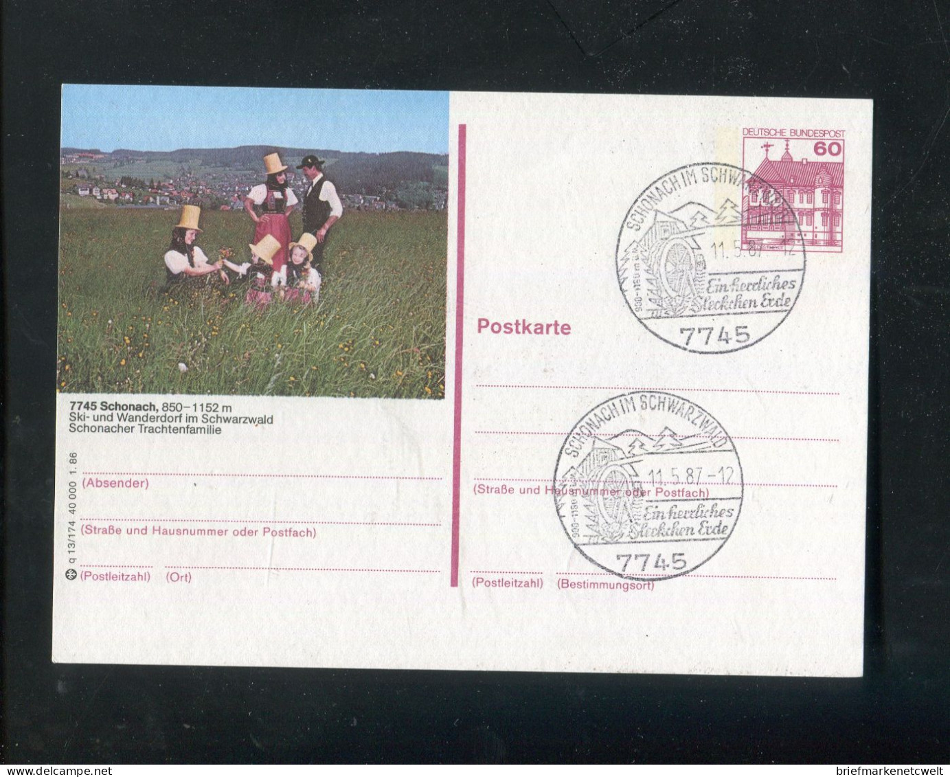 "TRACHTEN" 1986, Entsprechende Abbildung Auf Bildpostkarte Mit SSt. "SCHONACH" (B1051) - Textile