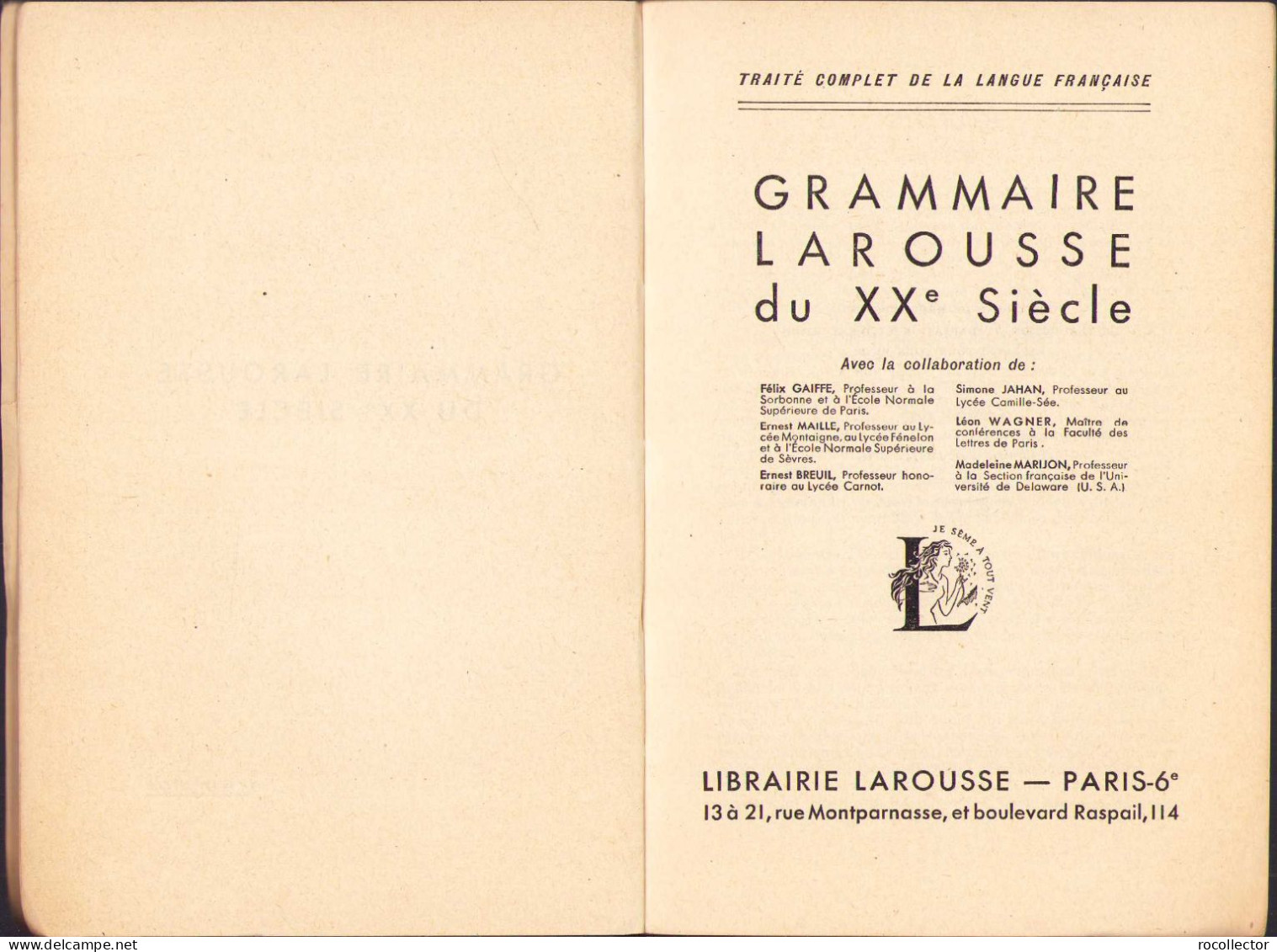 Grammaire Larousse Du XXe Siecle 1936 C774 - Libri Vecchi E Da Collezione