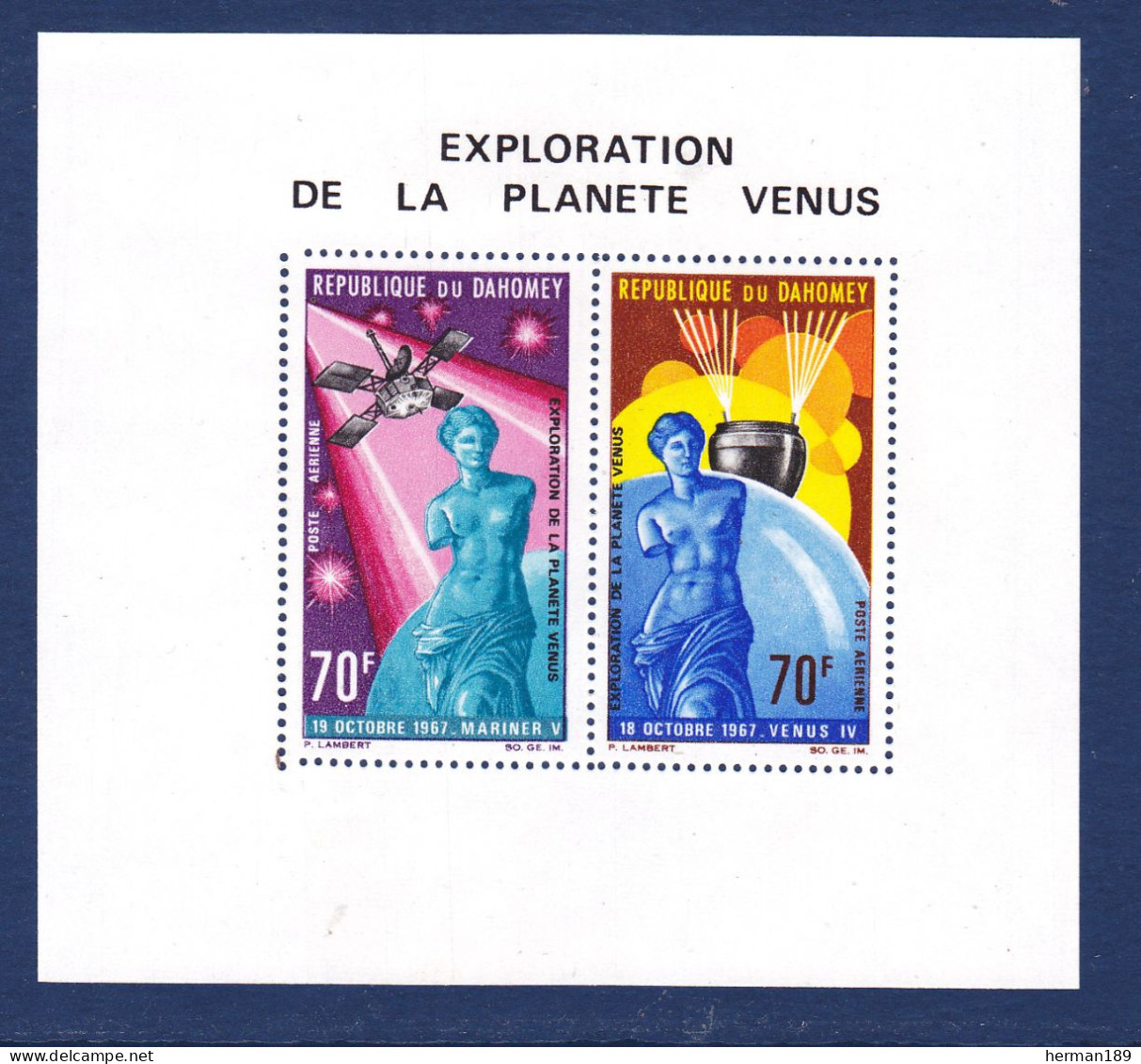 DAHOMEY BLOC N°   12 ** MNH Neuf Sans Charnière, TB (CLR236) Exploration De Vénus - 1968 - Benin - Dahomey (1960-...)