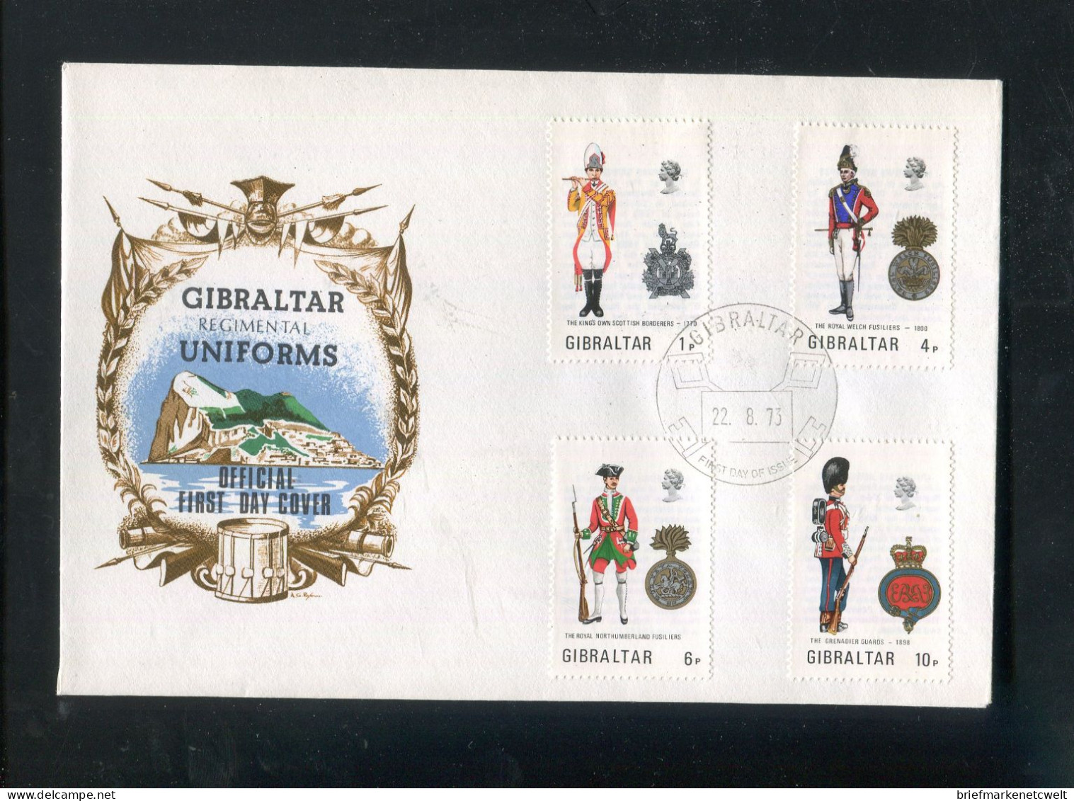 "GIBRALTAR" 1973, Mi. 302-305 "Militaeruniformen" FDC (B1053) - Gibilterra