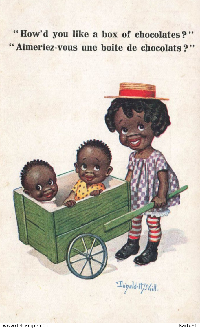 Négritude * CPA Illustrateur Donald Mcgill * Enfants * éthnique Ethnic Ethno Black Nègre * Brouette Jumeaux - Afrique