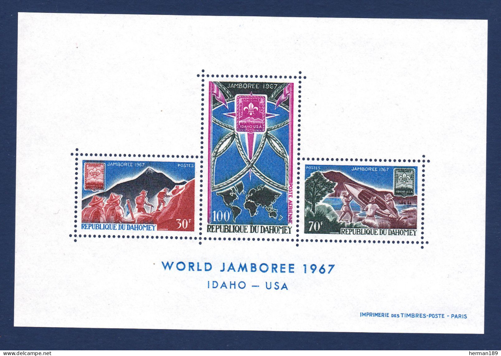 DAHOMEY BLOC N°    9 ** MNH Neuf Sans Charnière, TB (CLR237) Jamboree D' Idaho - 1967 - Benin - Dahomey (1960-...)