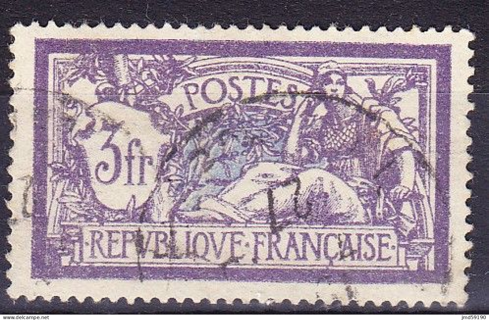 FRANCE Timbre Oblitéré N° 206, Type Merson 3fr Violet Et Bleu - 1900-27 Merson