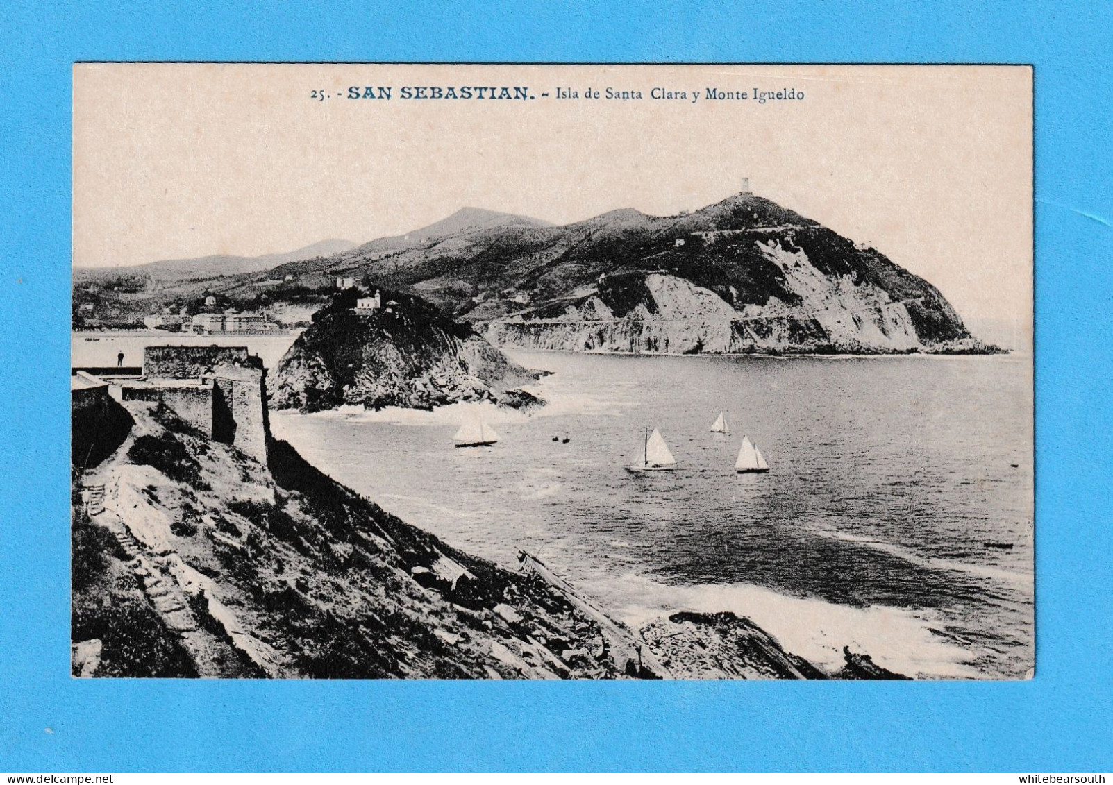 602 SPAIN ESPAÑA SAN SEBASTIAN ISLA DE SANTA CLARA Y MONTE IGUELDO ED. G. GALARZA  POSTAL    POSTCARD - Colecciones Y Lotes