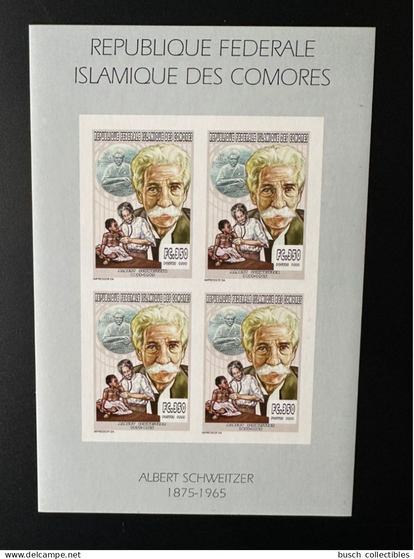Comores Comoros Komoren 1999 YT 1117 ND Imperf Albert Schweitzer - Komoren (1975-...)