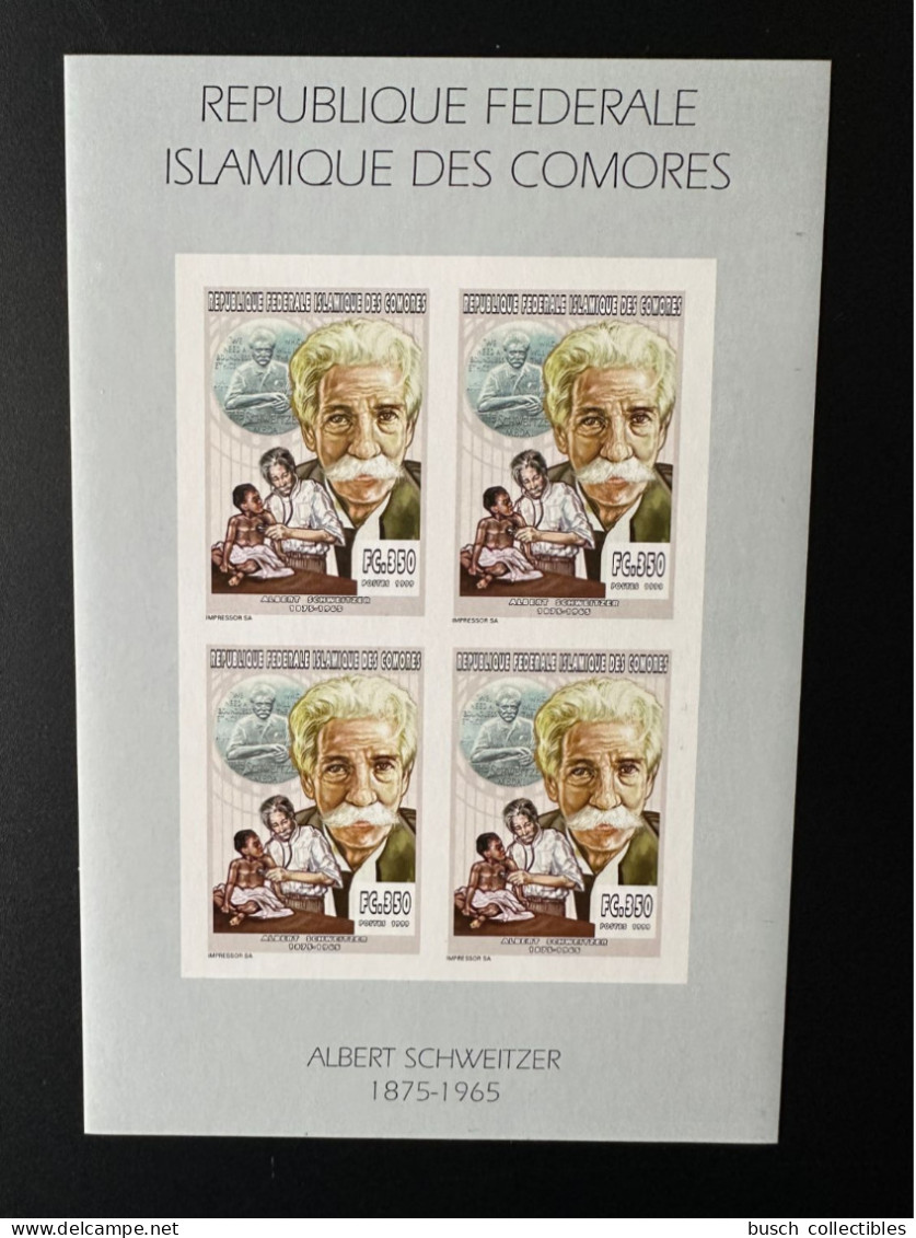 Comores Comoros Komoren 1999 YT 1117 ND Imperf Albert Schweitzer - Albert Schweitzer