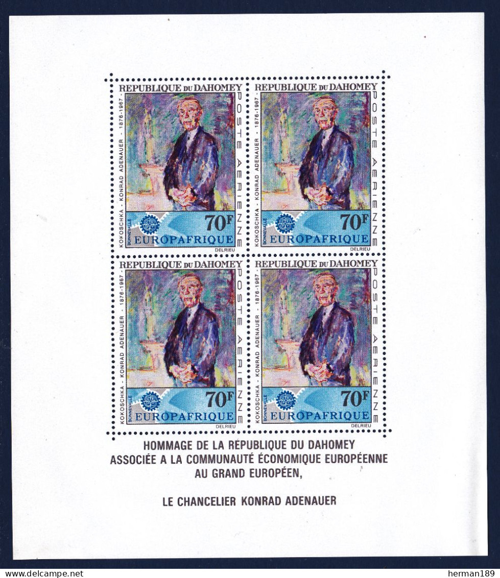 DAHOMEY BLOC N°    8 ** MNH Neuf Sans Charnière, TB (CLR240) Chancelier Konrad Adenauer - 1967 - Benin - Dahomey (1960-...)
