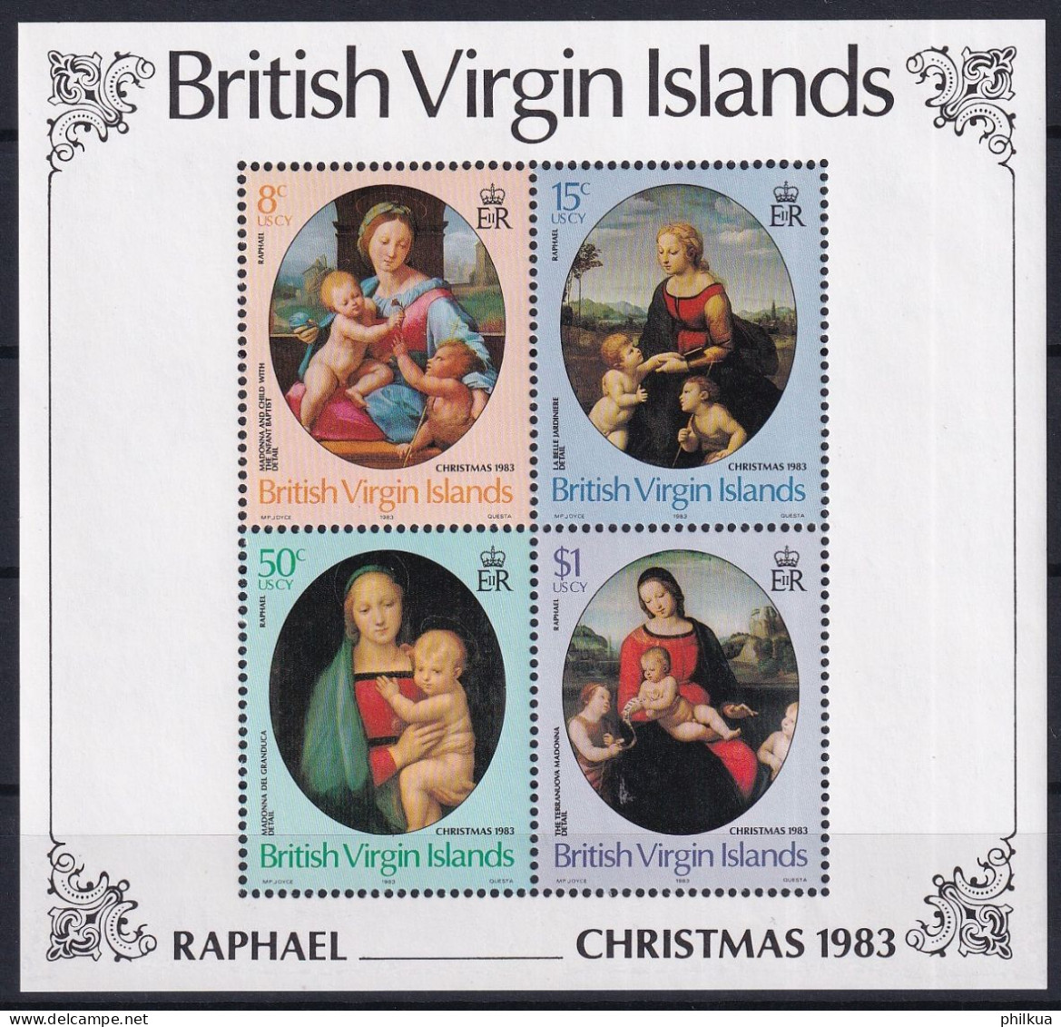 MiNr. (460 - 463) Block 19 Jungferninseln 1983, 7. Nov. Weihnachten: 500. Geburtstag Von Raffael - Postfrisch/**/MNH - British Virgin Islands