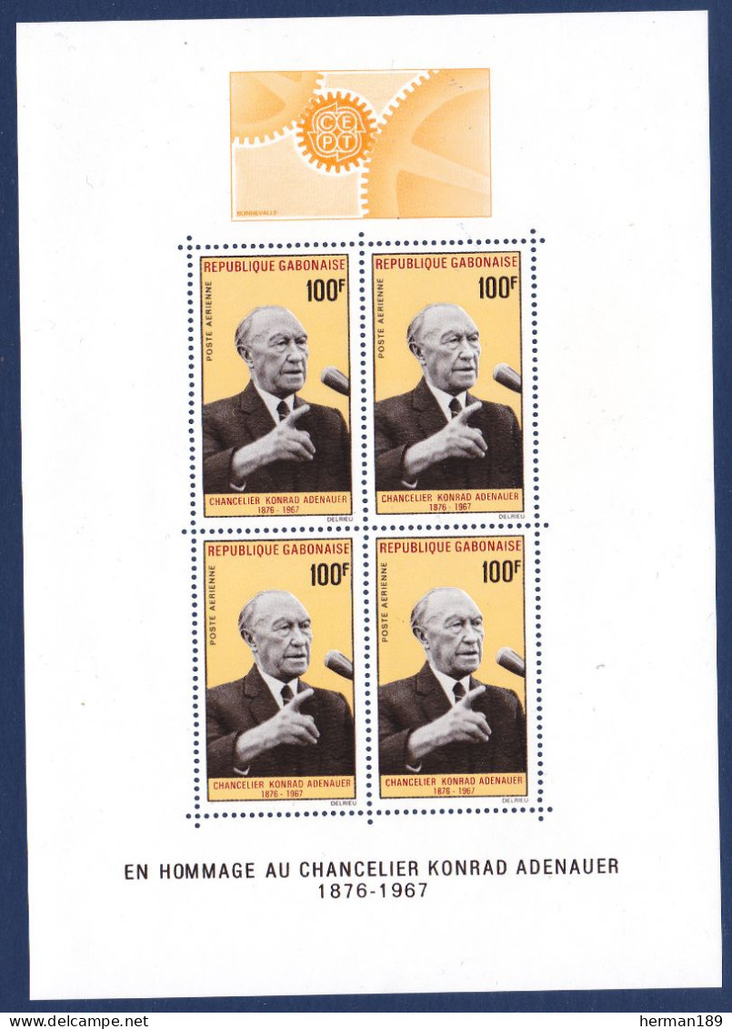 GABON BLOC N°    9 ** MNH Neuf Sans Charnière, TB (CLR241) Chancelier Konrad Adenauer - 1968 - Gabun (1960-...)