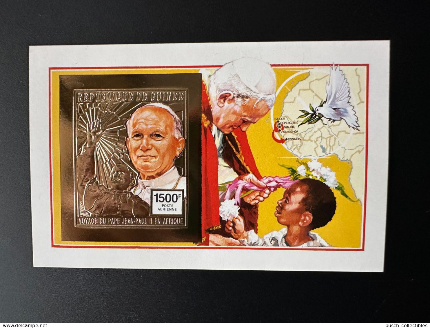 Guinée Guinea 1992 Mi. Bl. 428B ND IMPERF Or Gold Pape Jean-Paul II Papst Johannes Paul Pope John Paul Dove - Papes