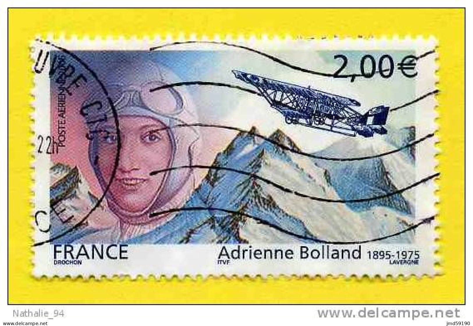 Variété PA 68b Oblitéré En Paire Ref Dallay : Adrienne BOLLAND : AVION TOUCHANT LA MONTAGNE - 1960-.... Postfris