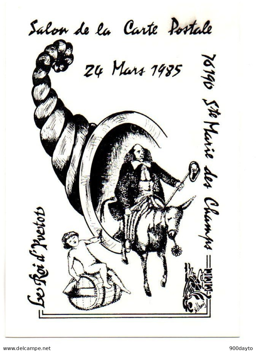 Lot De 2 CP. STE-MARIE-DES-CHAMPS. 1985 Et 1986. Salon De La Carte Postale. (Dessin De Nilbouj: Le Roi D'Yvetot, Route D - Bourses & Salons De Collections