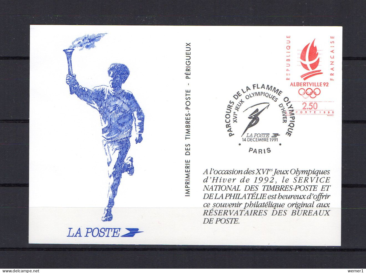 France 1991 Olympic Games Albertville Commemorative Postcard - Hiver 1992: Albertville